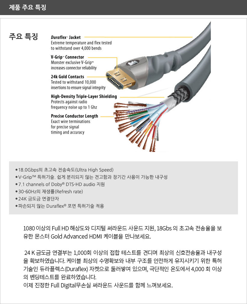 Gold HDMI with Ethernet특징 및 장점